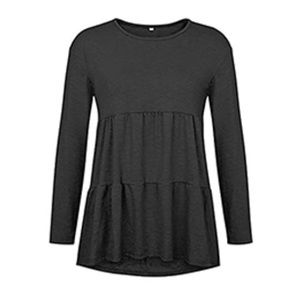 Black long sleeve peplum babydoll top